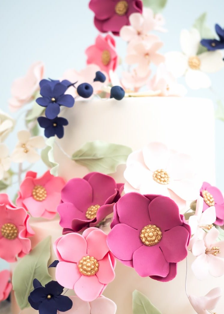 Climbing Wildflowers Wedding Cake