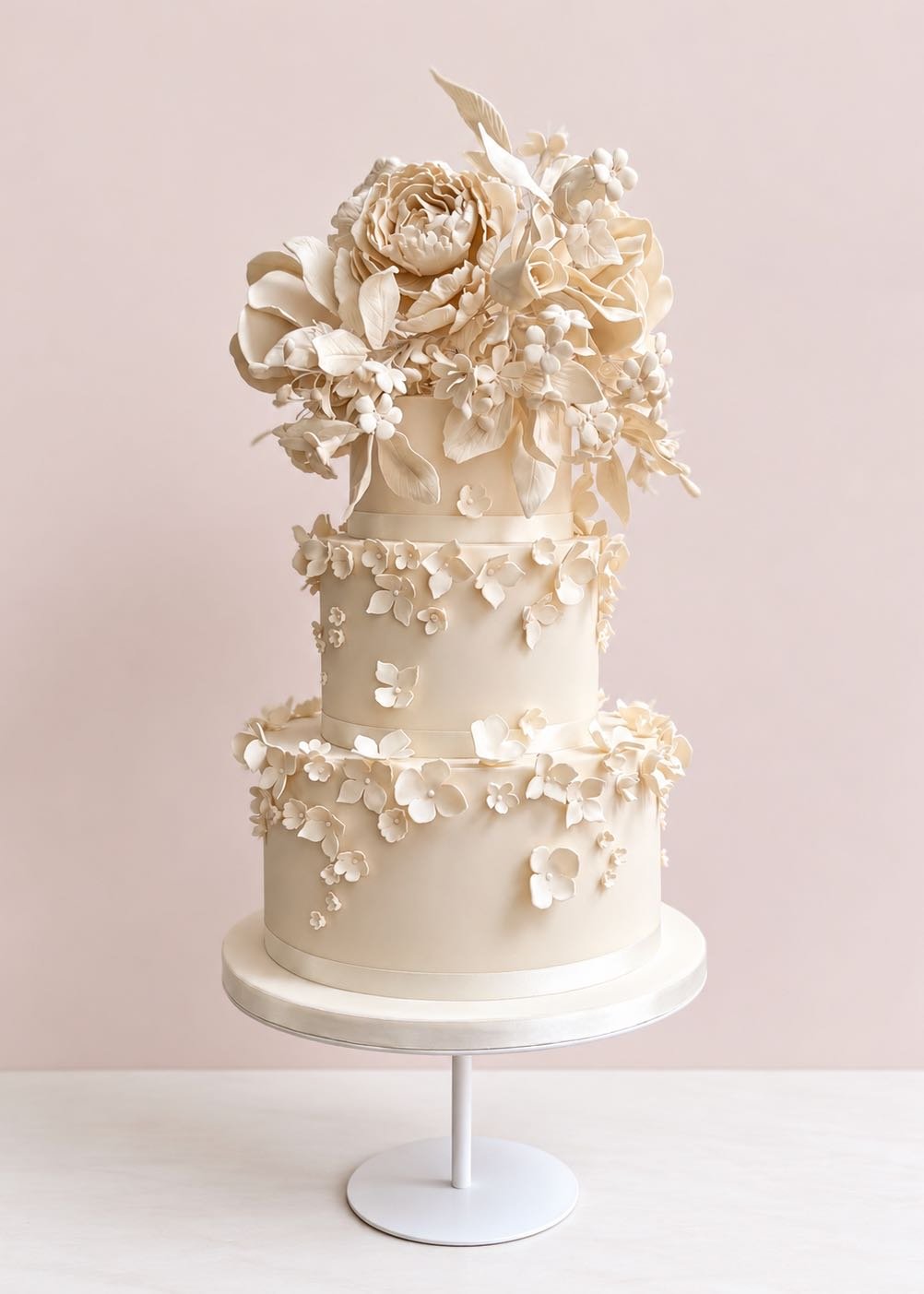 Ivory Cascade Bouquet Wedding Cake